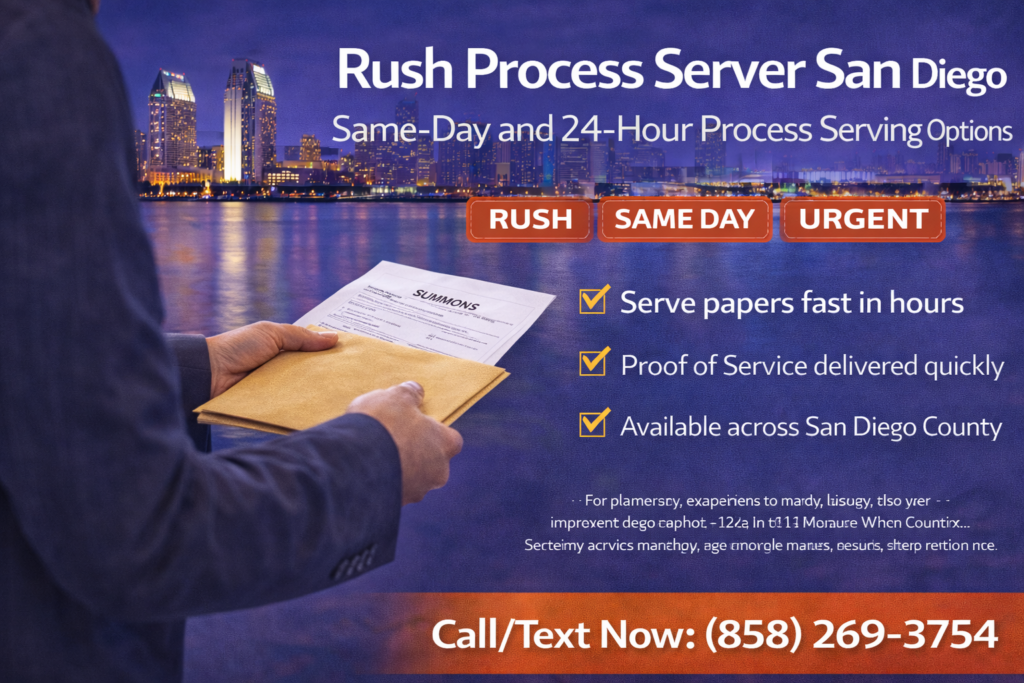 Rush Process Server San Diego: 24-Hour & Same-Day Service