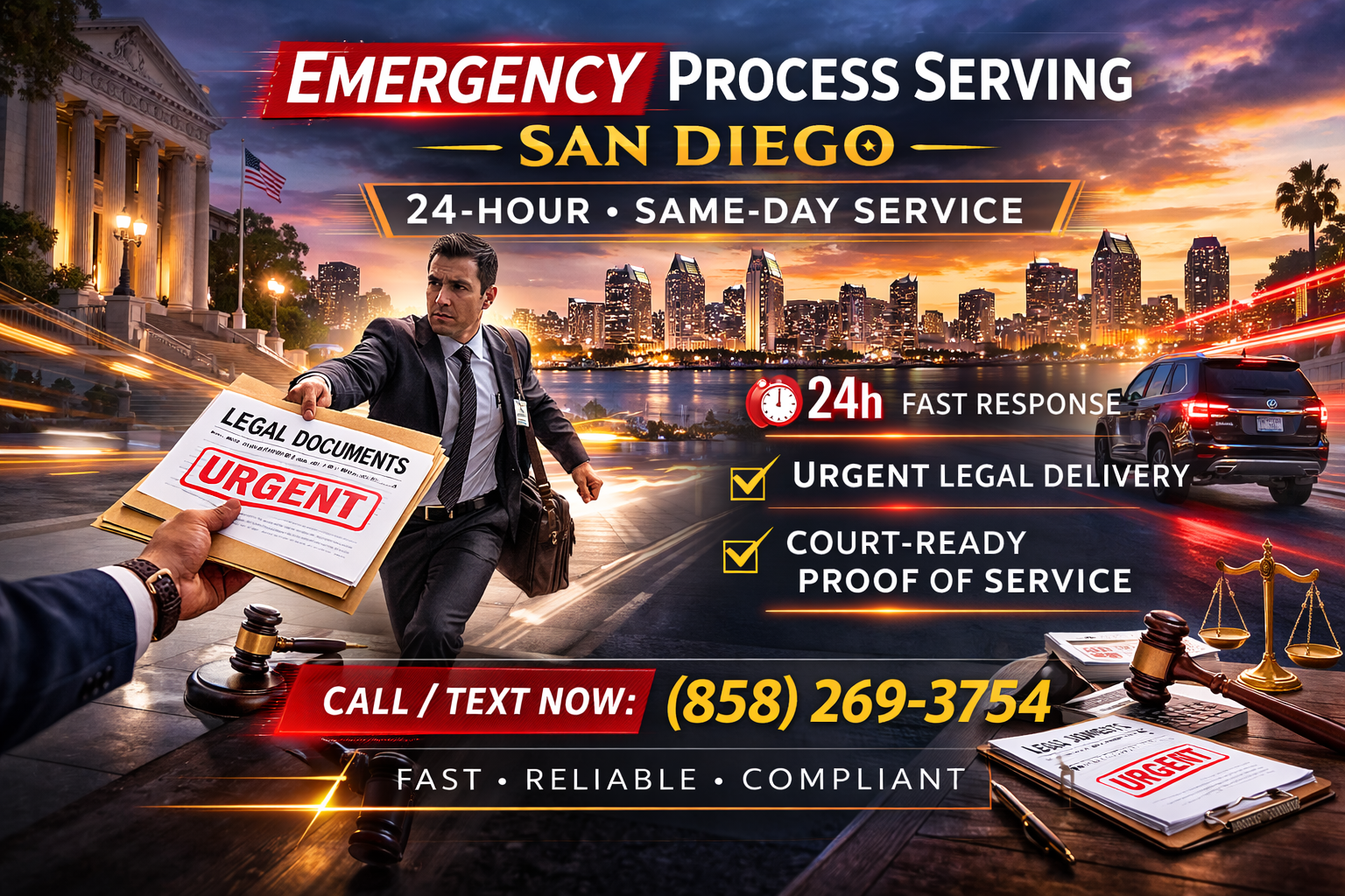 emergency process serving San Diego