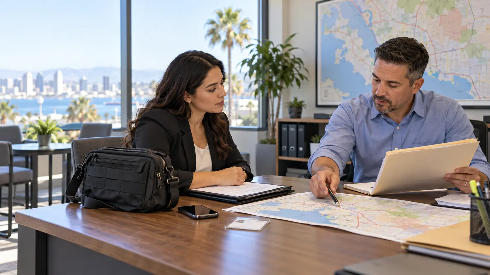 California process server candidate discussing field assignments with a legal support company